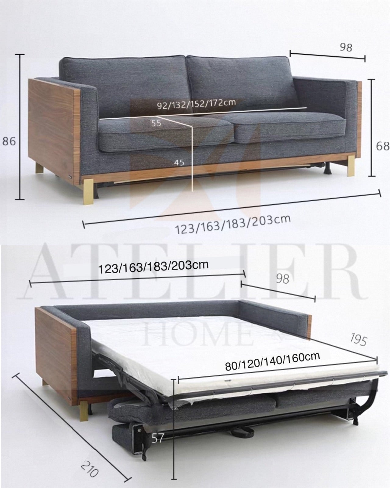 Tildon Foldable Sofa Bed with Mattress