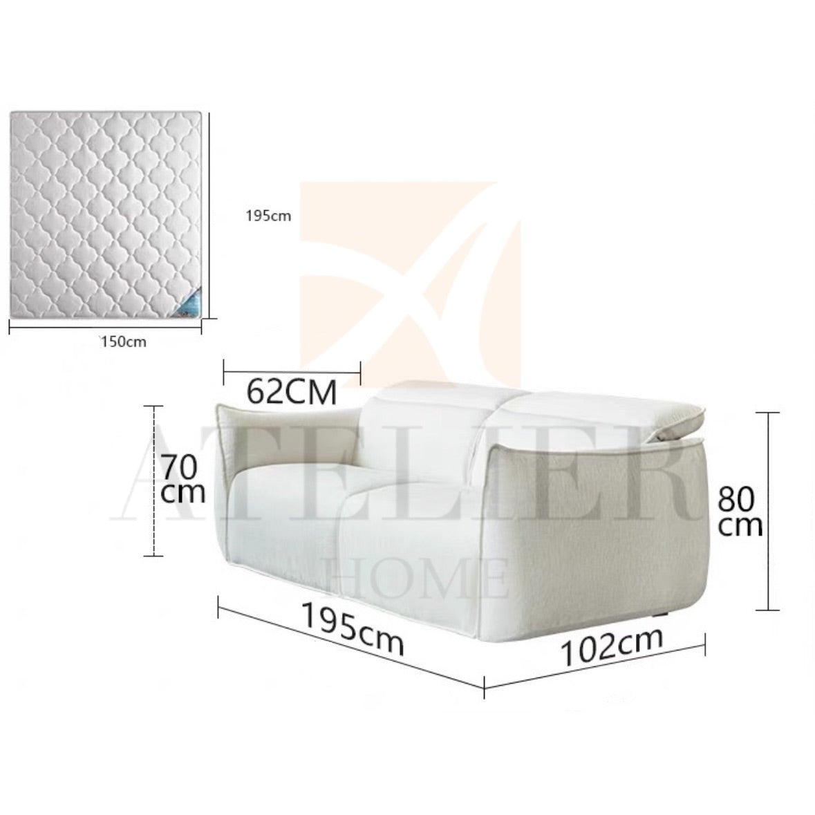 Liseria Foldable Sofa Bed with Mattress