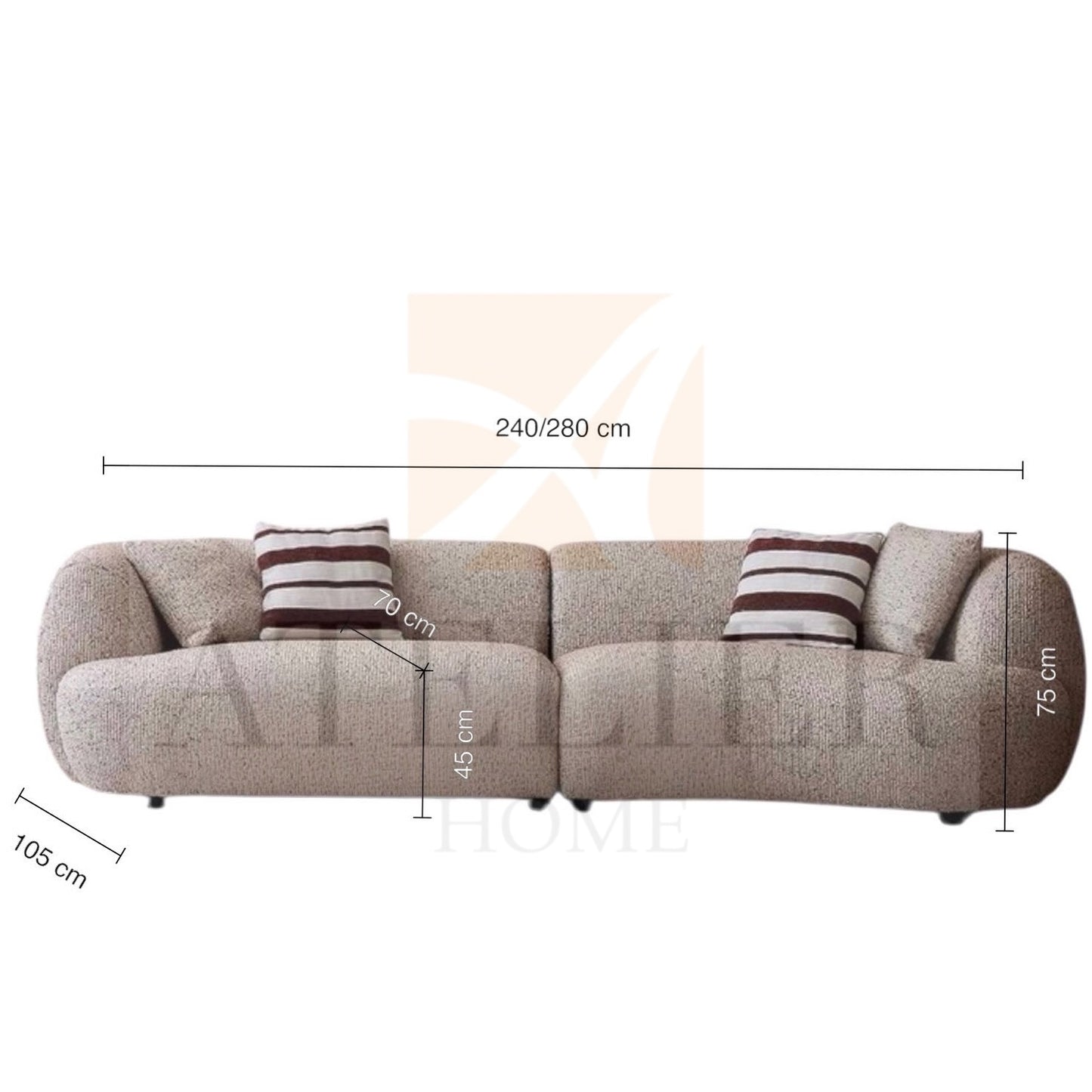Tusca Performance Boucle Sectional Curve Sofa