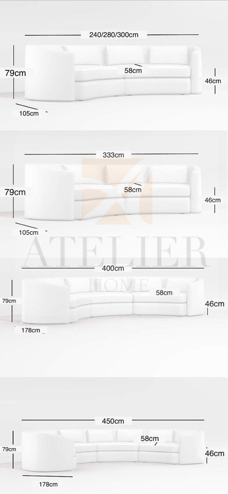 Melanie Performance Boucle Curve Sofa
