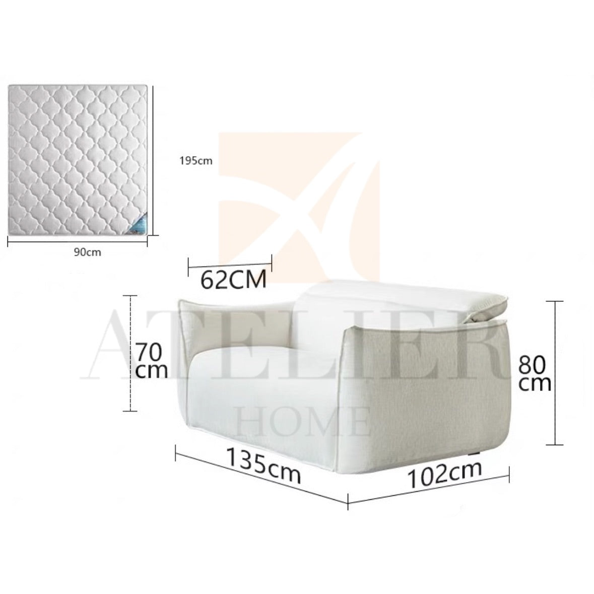 Liseria Foldable Sofa Bed with Mattress