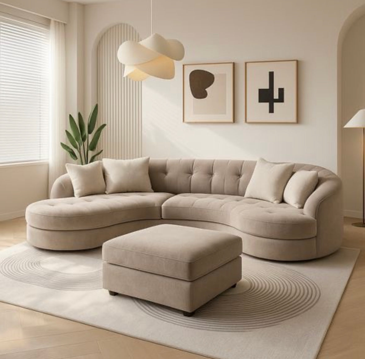 Dampton Scratch Resistant Sectional Curve Sofa