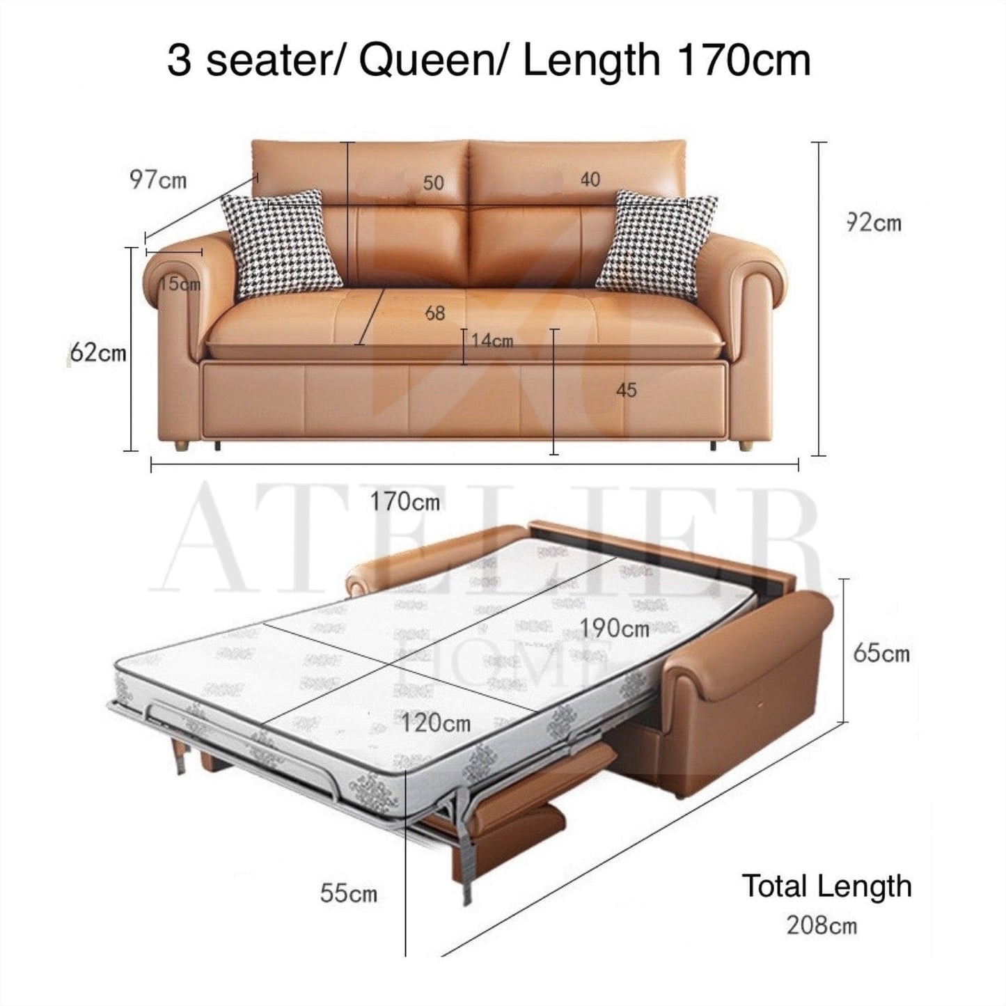 Anthony Foldable Sofa Bed with Mattress