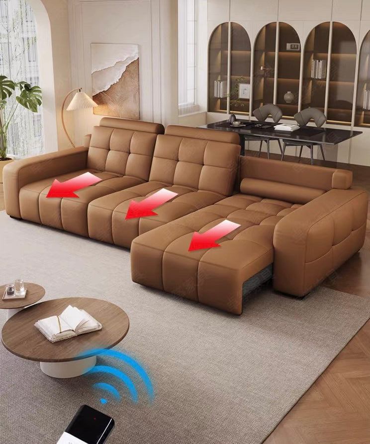 Kaven Genuine Leather Electric Extendable Sofa Bed
