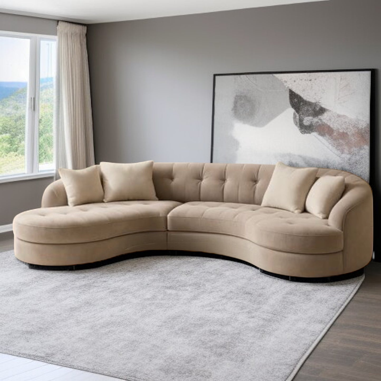 Dampton Scratch Resistant Sectional Curve Sofa