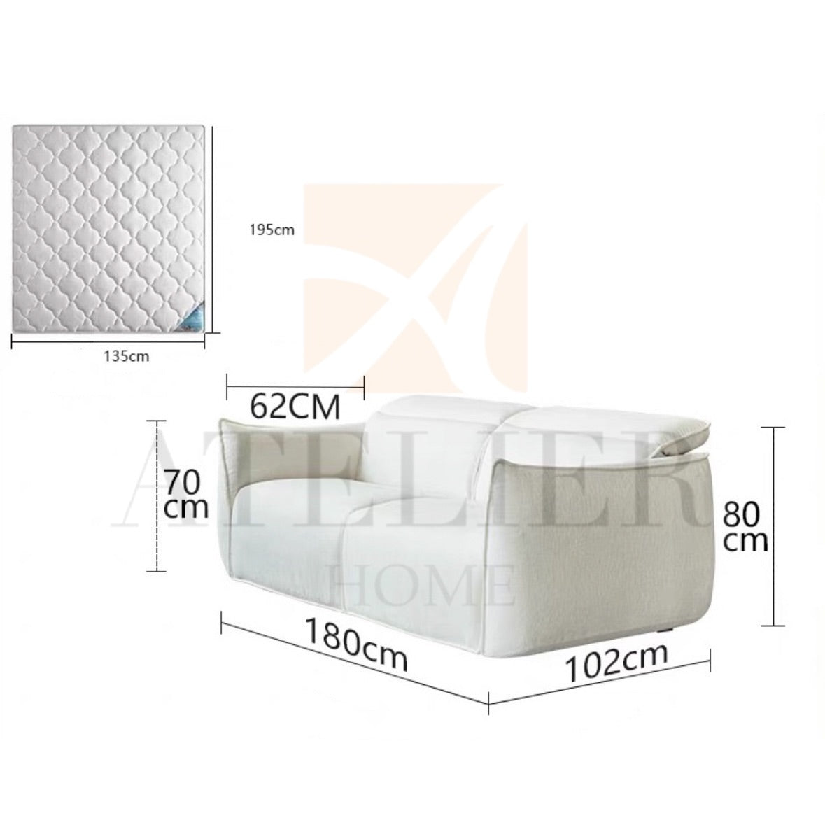 Liseria Foldable Sofa Bed with Mattress