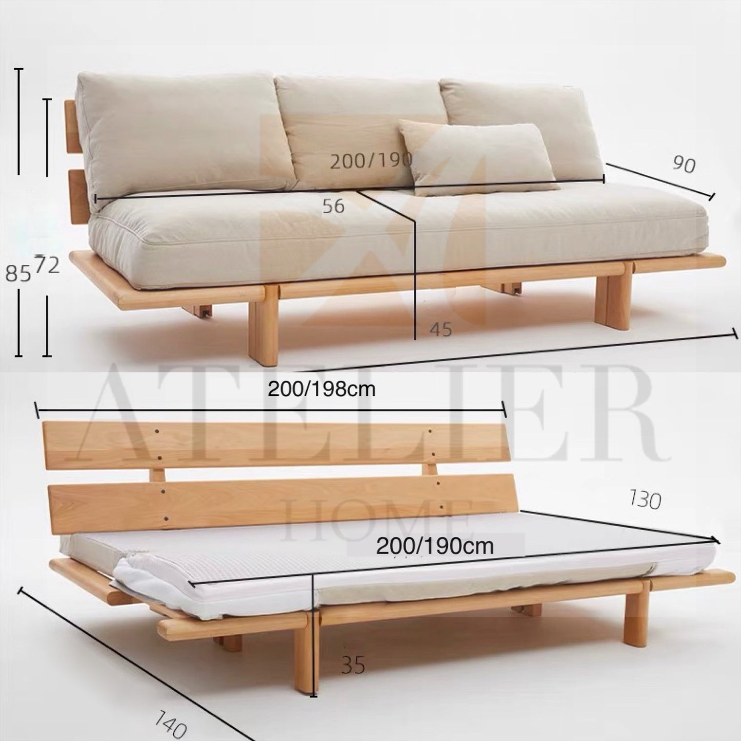 Aiselle Foldable Sofa Bed with Mattress
