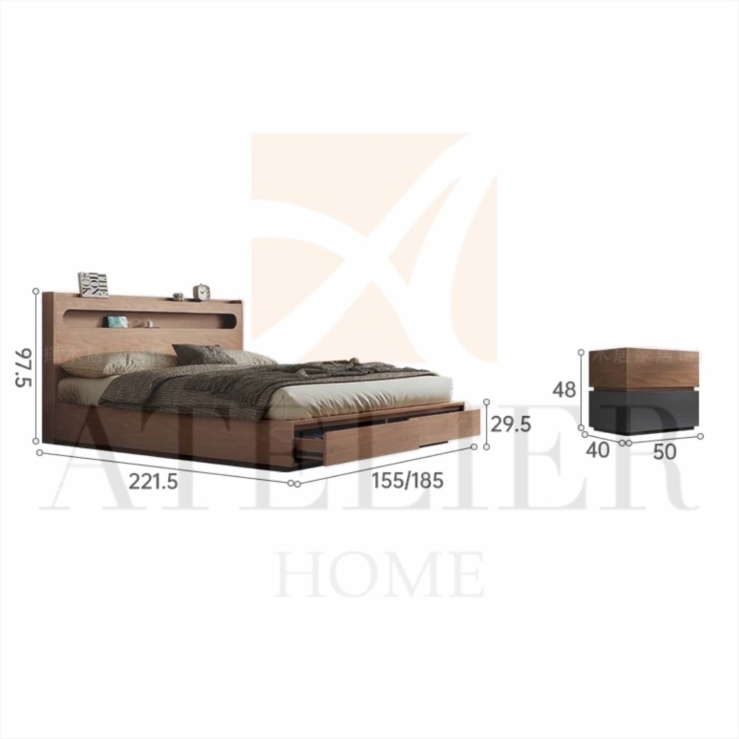 Lorista Wooden Storage Bed Frame