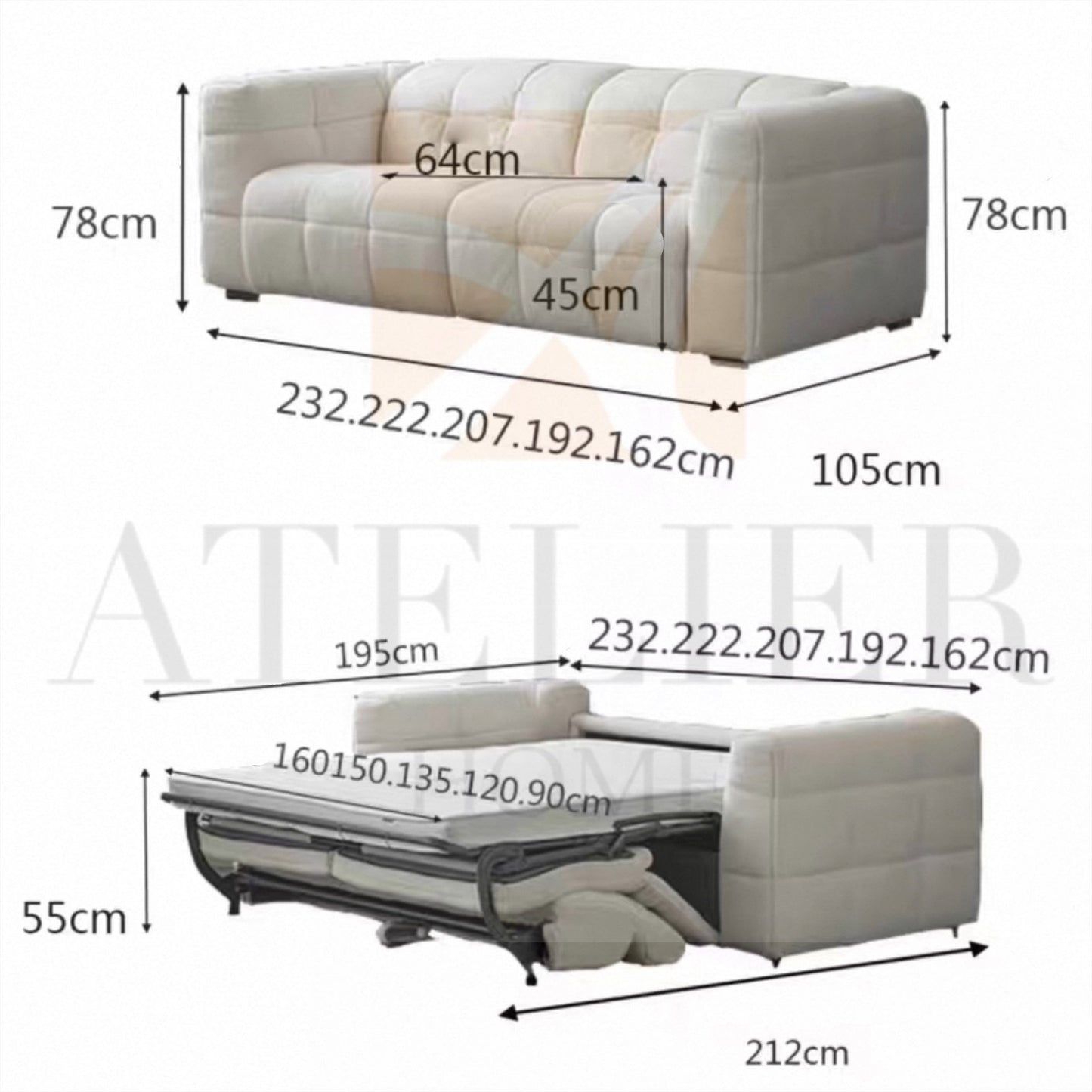 Felix Performance Boucle Foldable Sofa Bed with Mattress