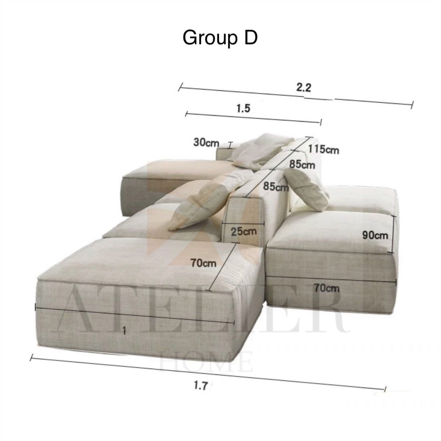 Caprice Sectional Island L-shape Sofa