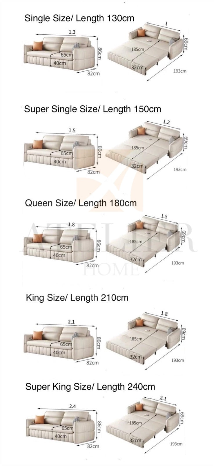 Ariyo Cat Proof Scratch Resistant Storage Sofa Bed