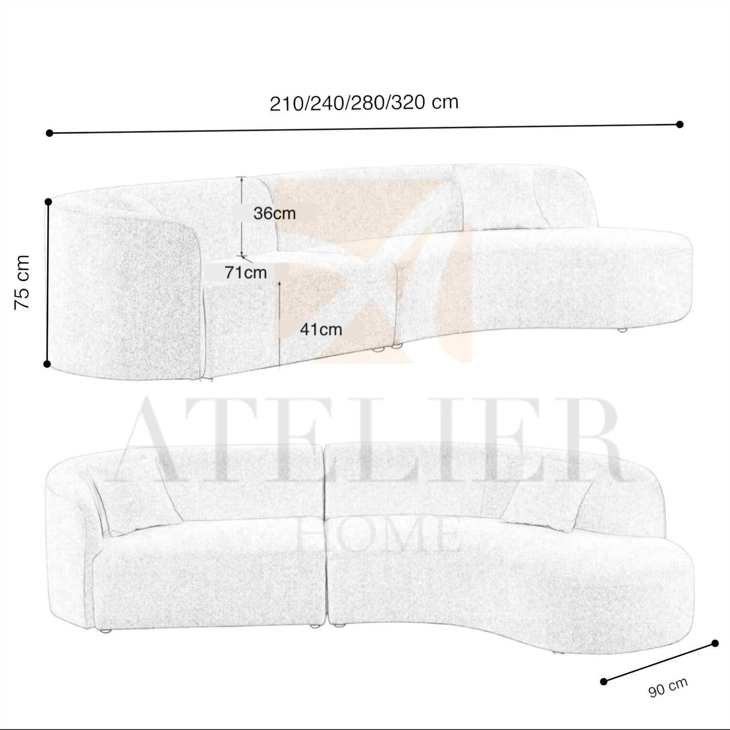 Helena Performance Boucle Curve Sofa