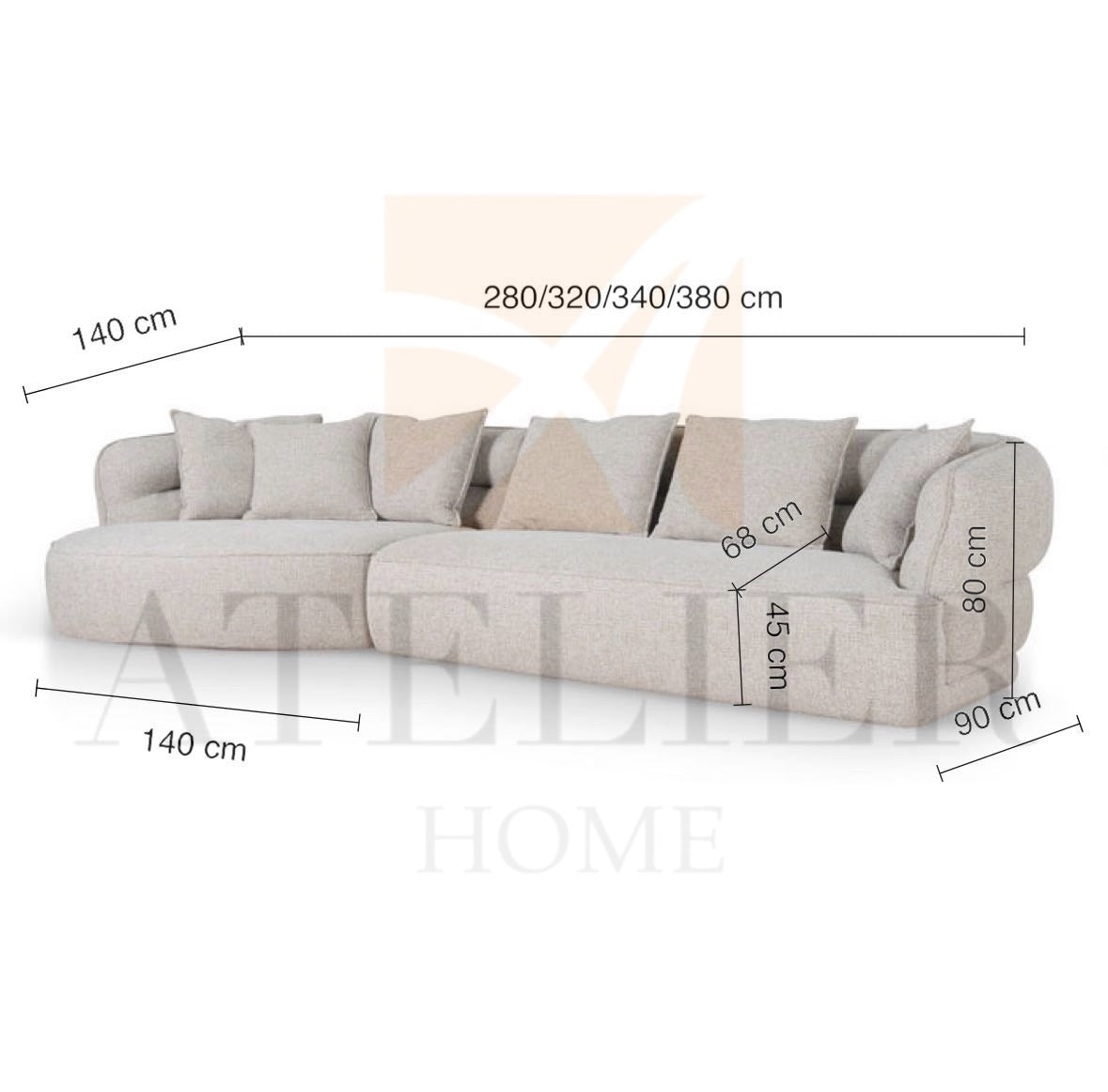 Blanc Sectional Curve Chaise Sofa