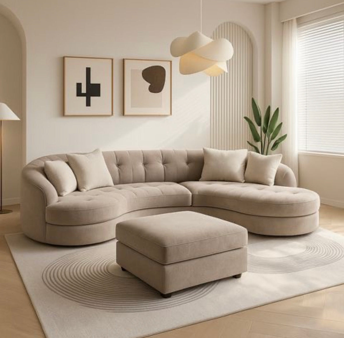 Dampton Scratch Resistant Sectional Curve Sofa