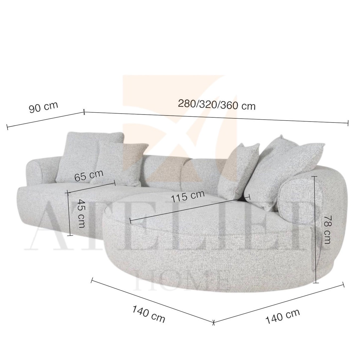 Reikson Sectional Round Chaise Sofa