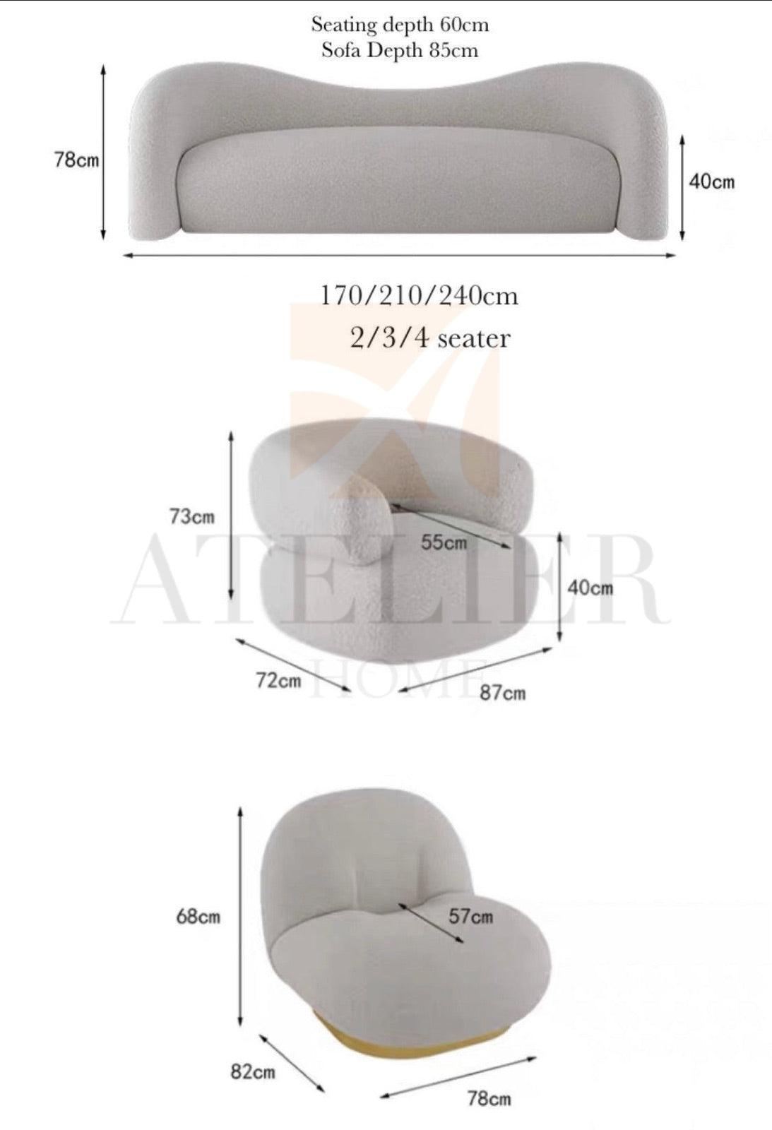 Anthea Performance Boucle Curve Sofa