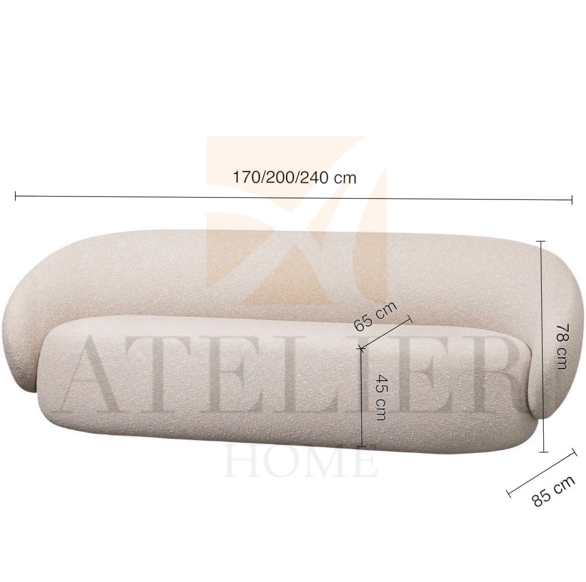 Nocture Performance Boucle Curve Sofa