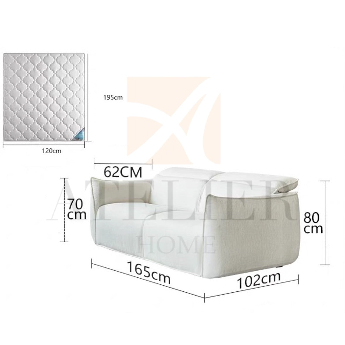 Liseria Foldable Sofa Bed with Mattress