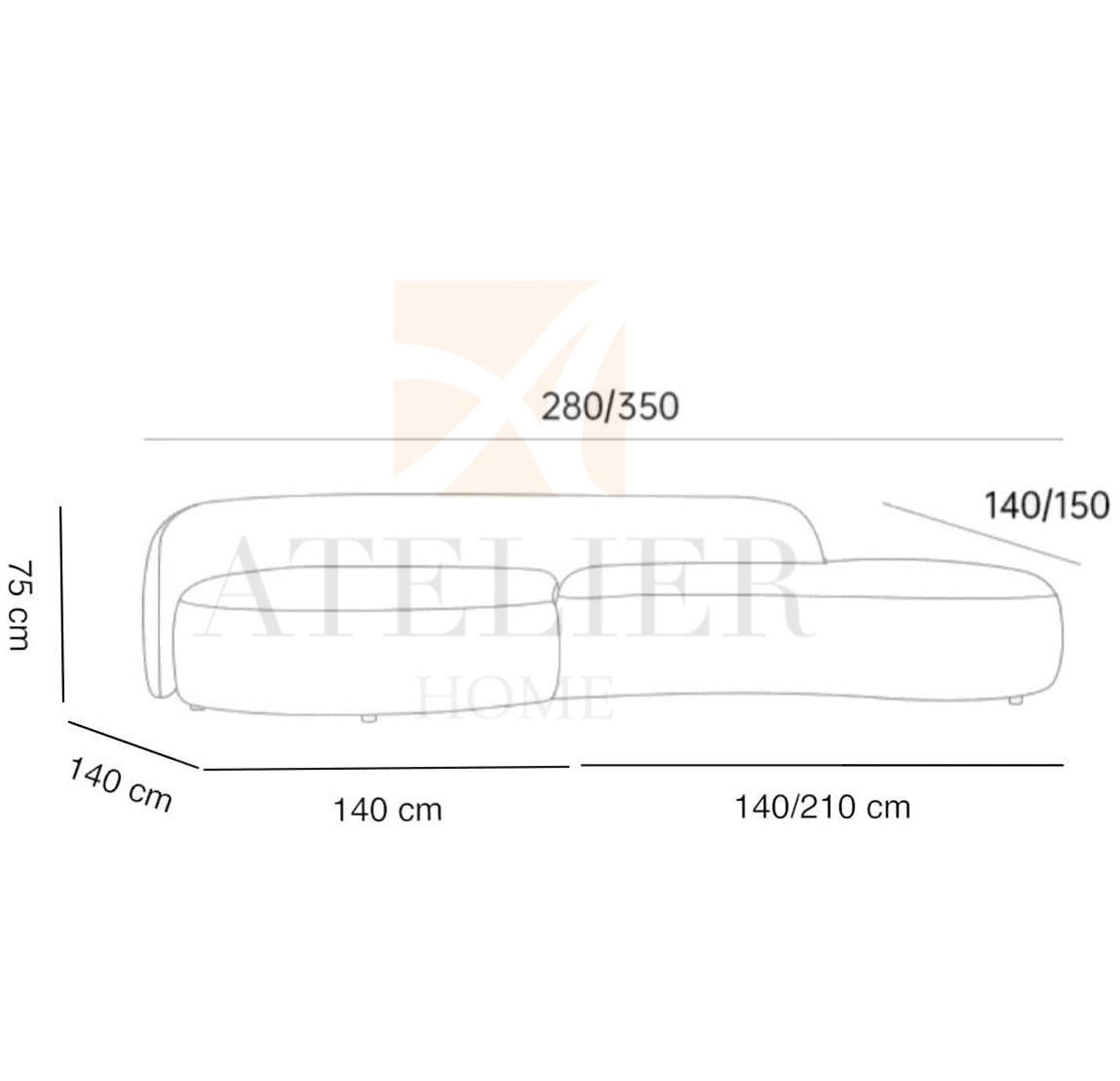Ethan Scratch Resistant Leather Curve Sofa