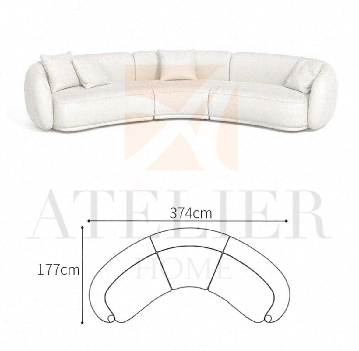 Giselle Performance Boucle Sectional Curve Sofa