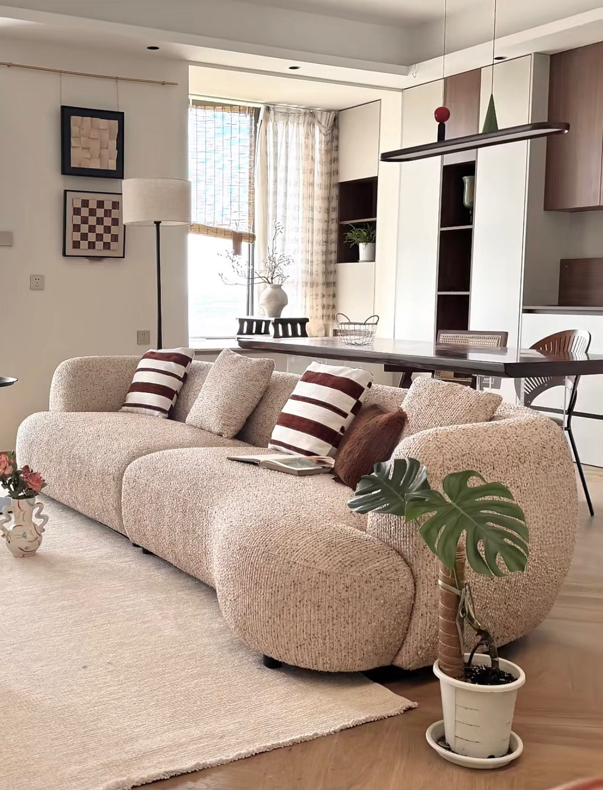 Tusca Performance Boucle Sectional Curve Sofa