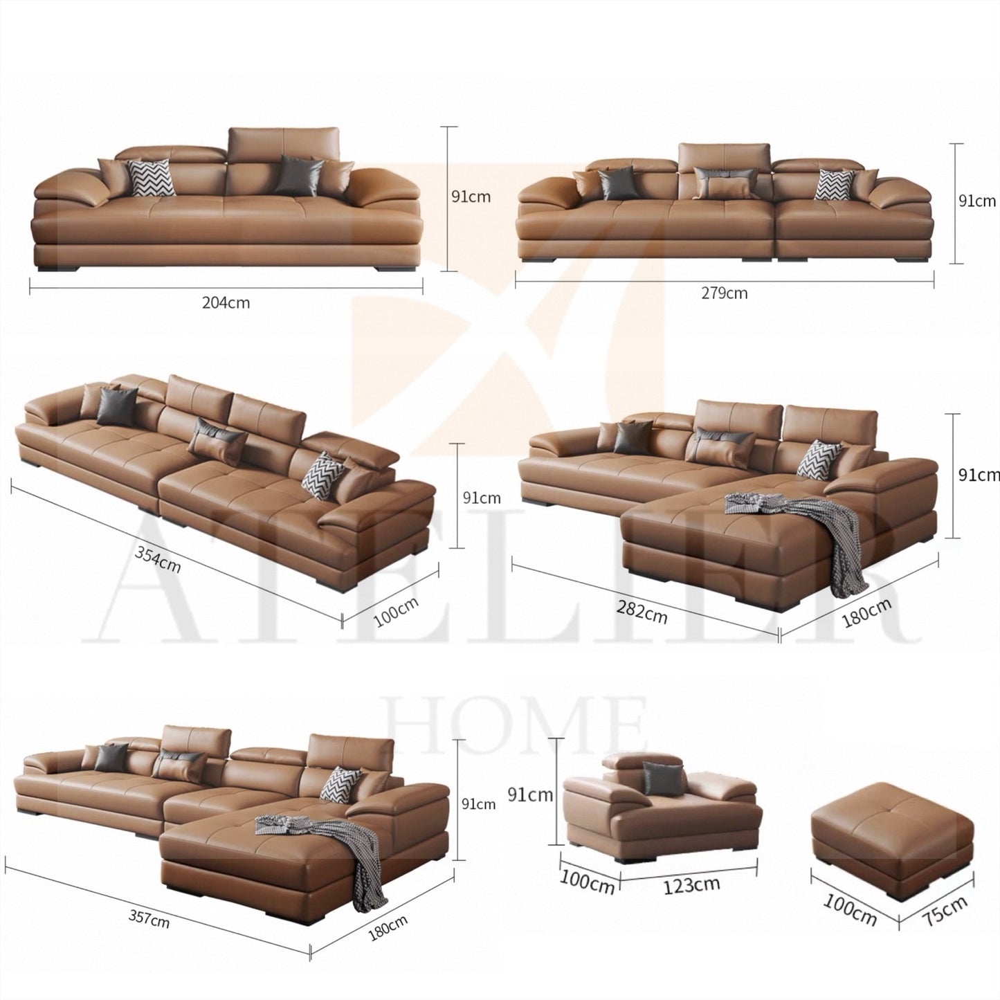 Ricardo Sectional Genuine Leather Sofa