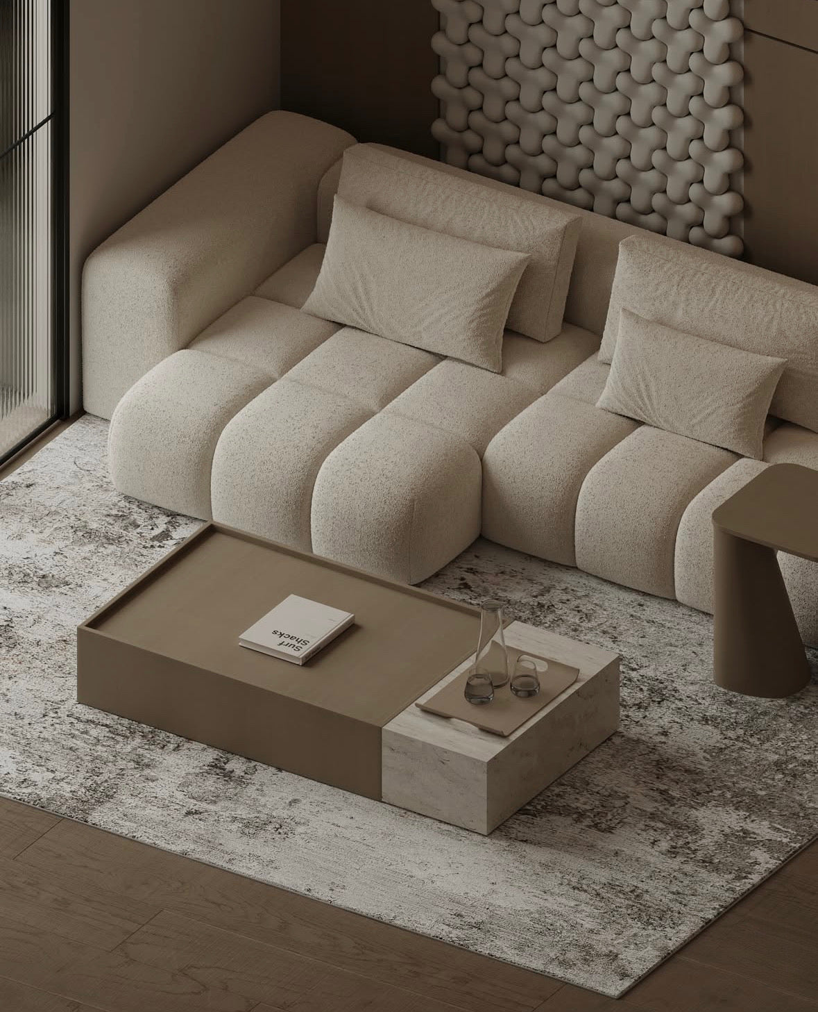 Miranda Boucle Side Chaise Sofa