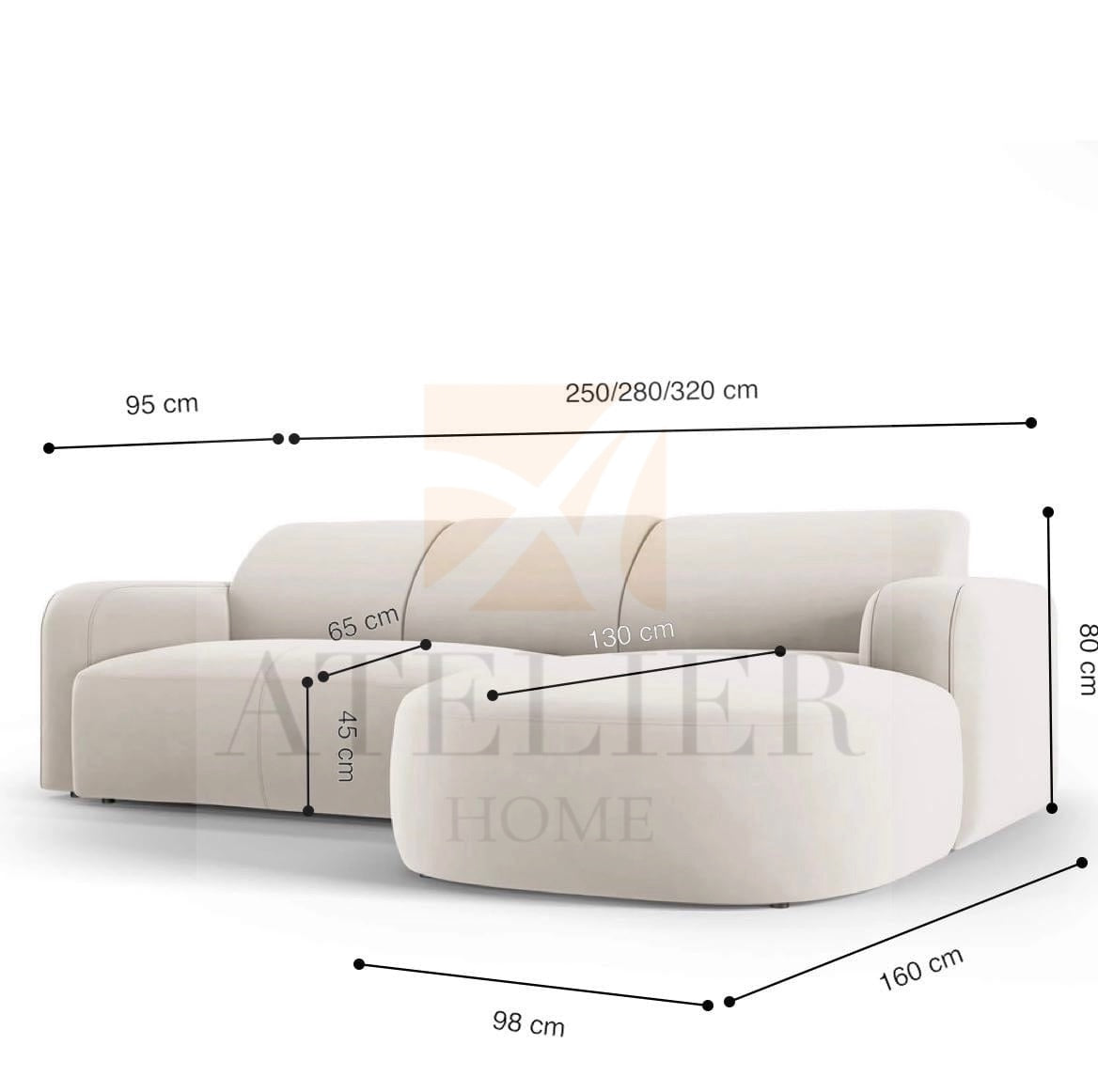 Carrie Scratch Resistant Sectional Curve Chaise Sofa