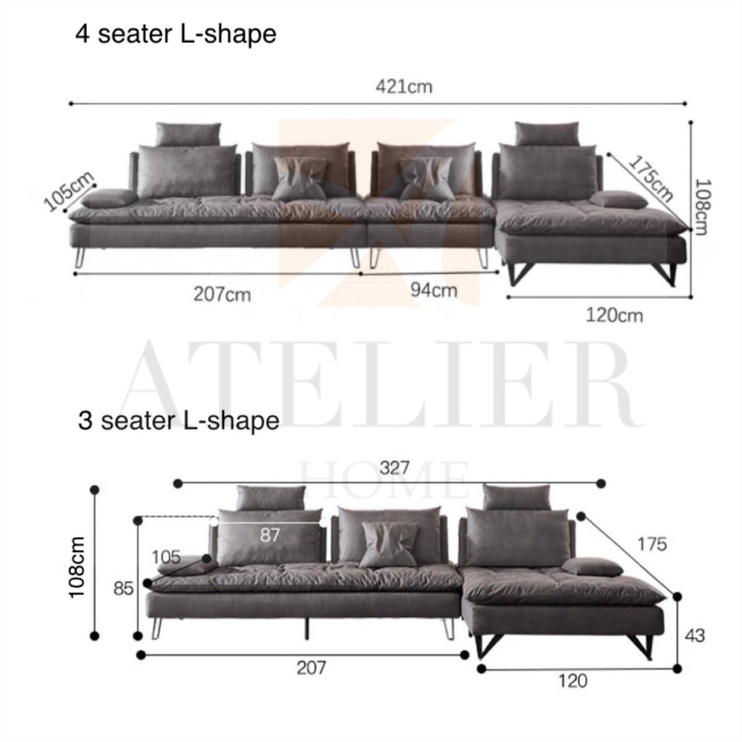Tania L-shape Slider Sofa