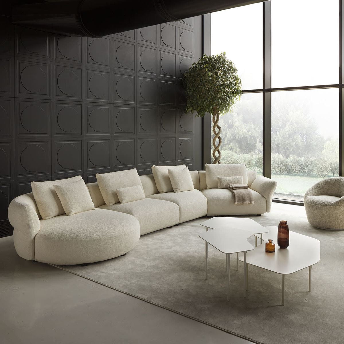 Rodrigue Performance Boucle Sectional Curve Chaise Sofa