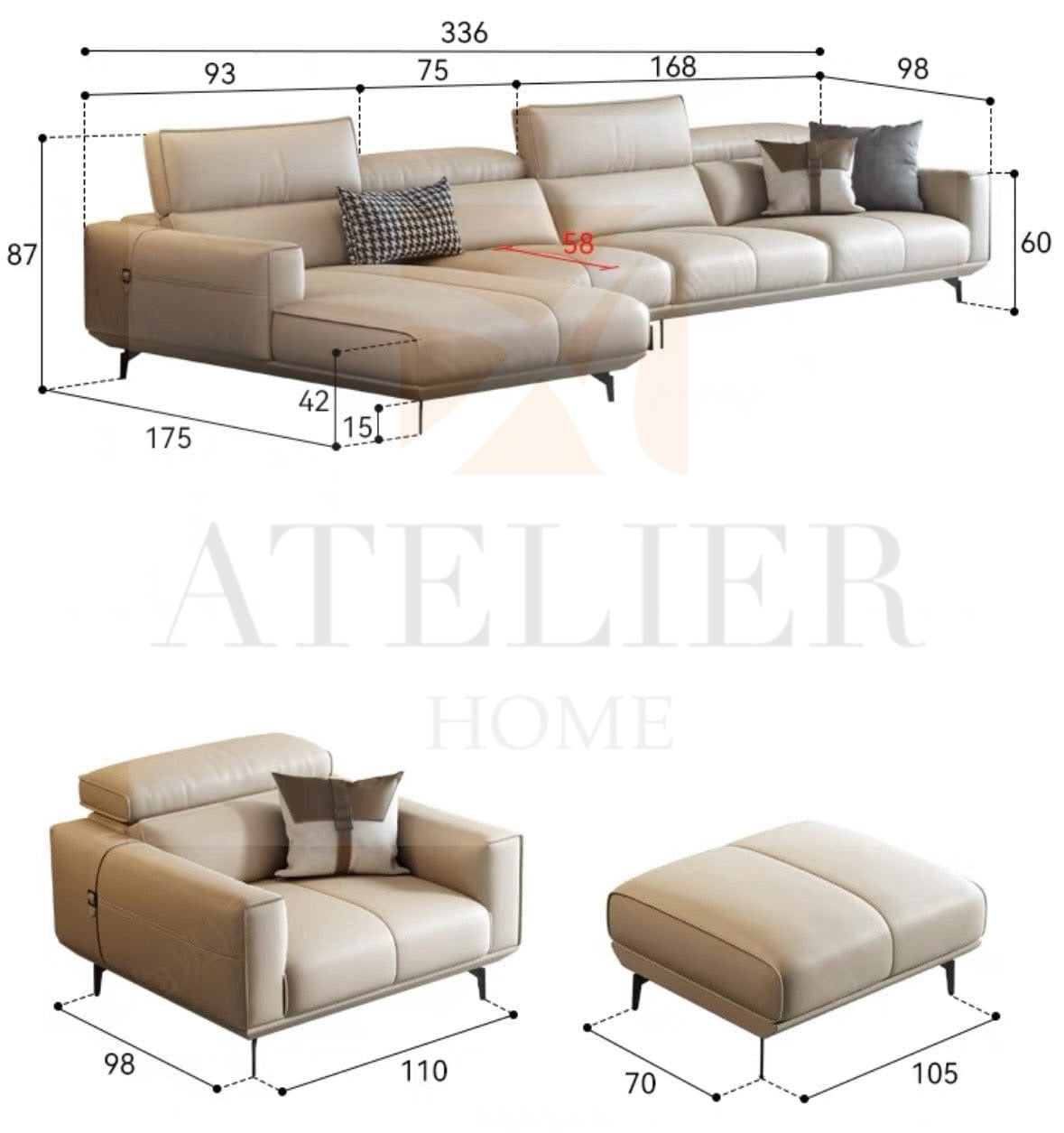 Alexus Leather Sofa