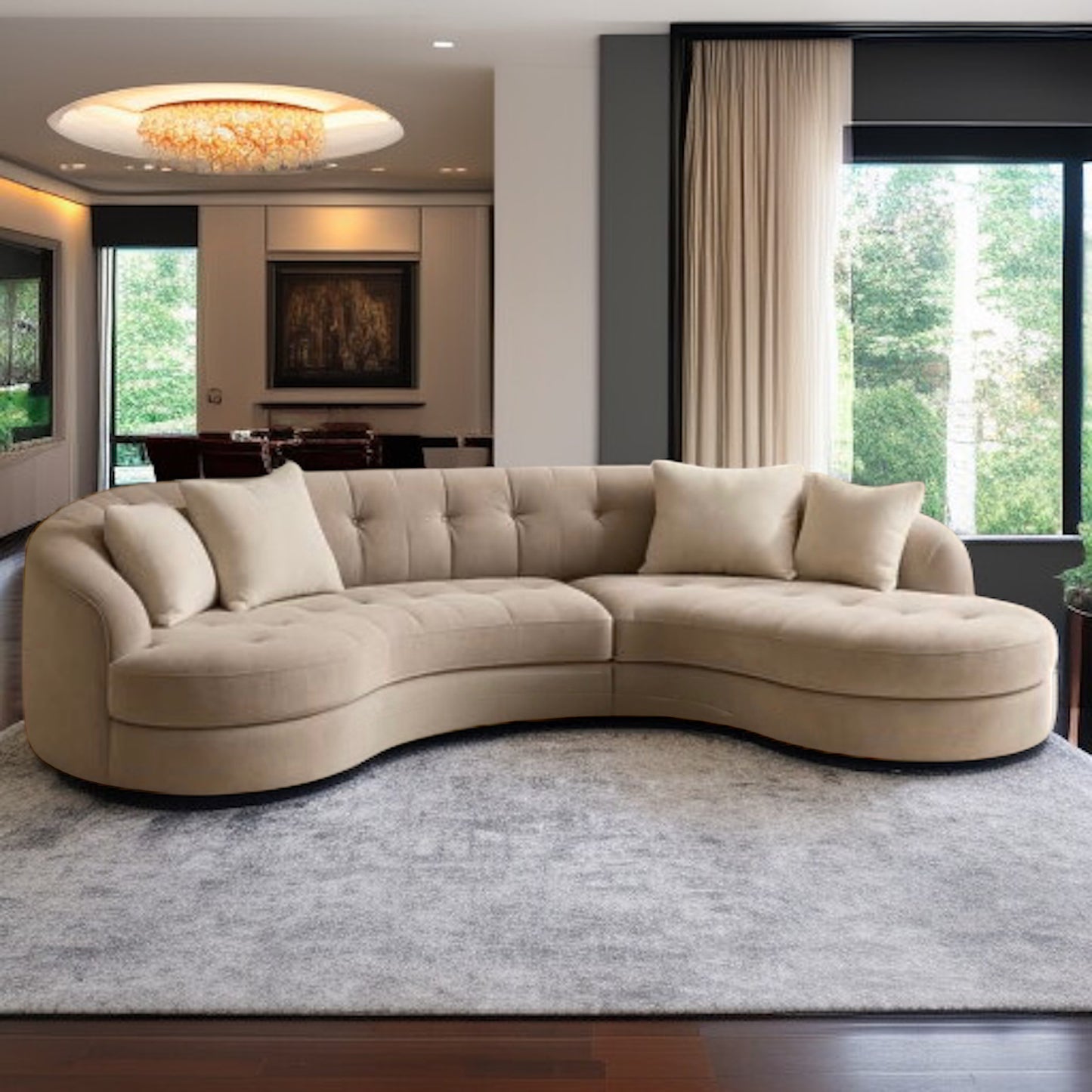Dampton Scratch Resistant Sectional Curve Sofa