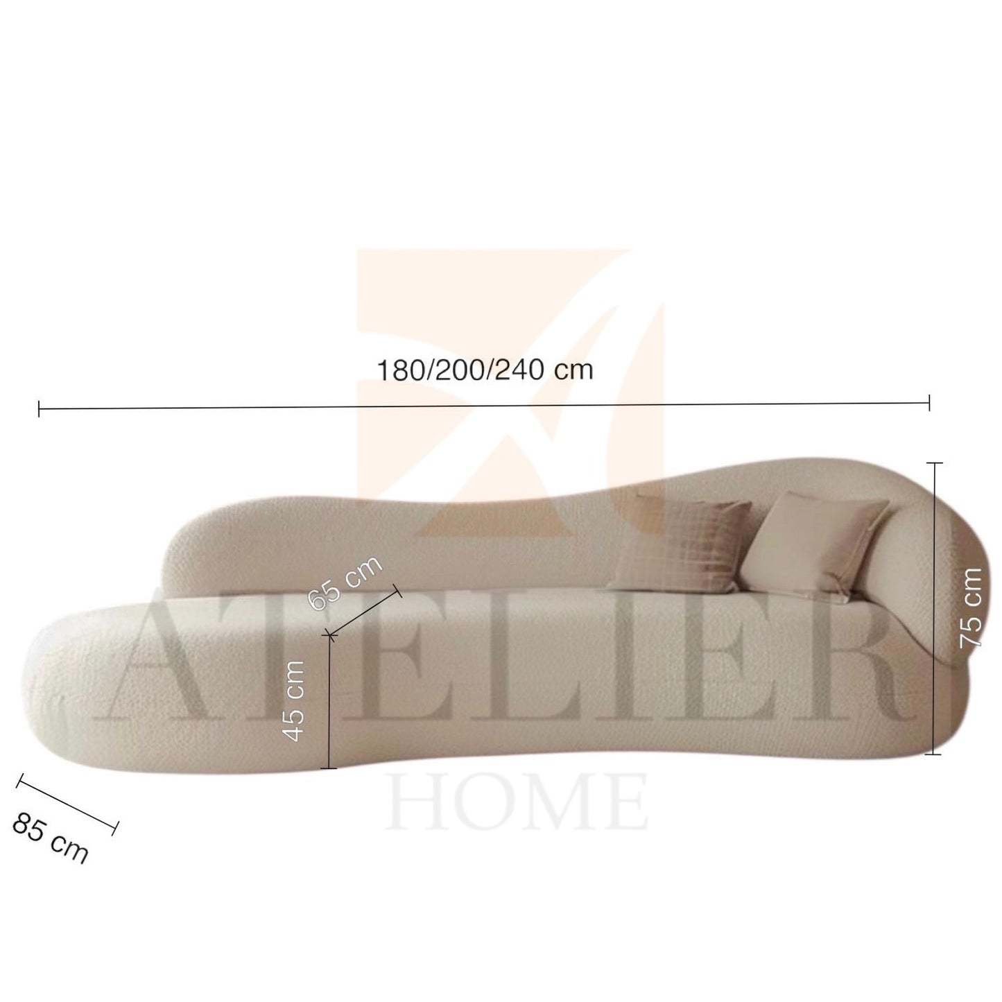 Mink Performance Boucle Curve Sofa
