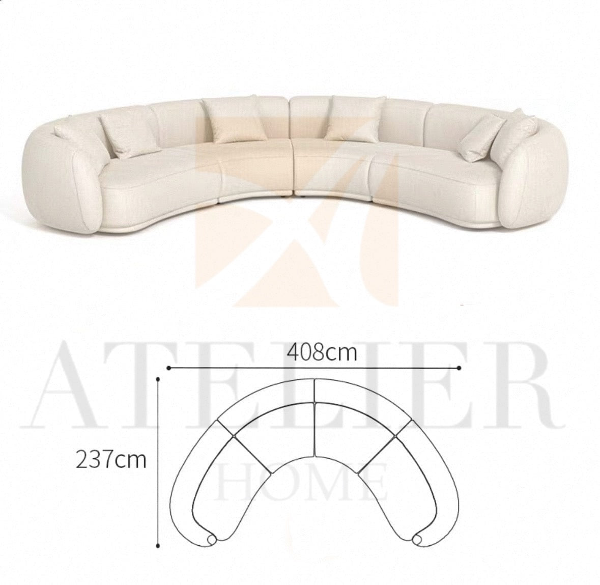 Giselle Performance Boucle Sectional Curve Sofa