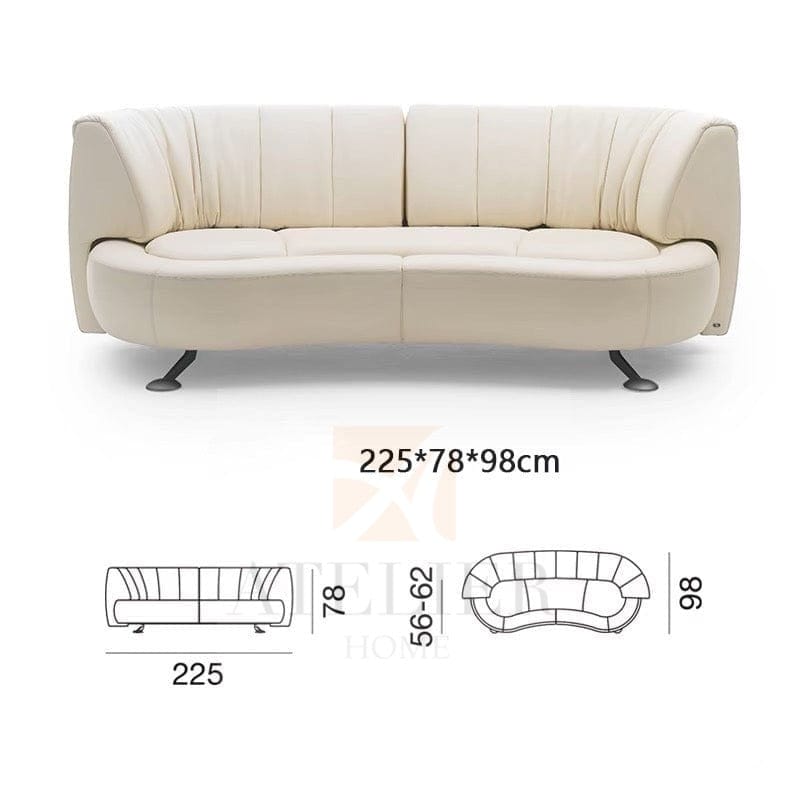 Home Atelier Abe Adjustable Backrest Full Leather Lounge Sofa