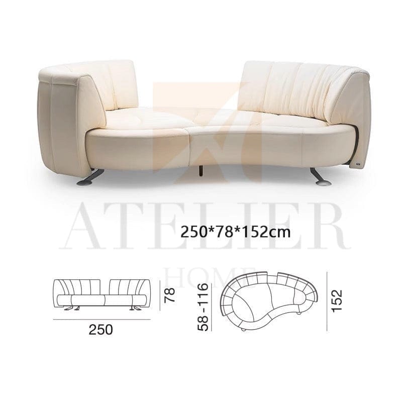 Home Atelier Abe Adjustable Backrest Full Leather Lounge Sofa