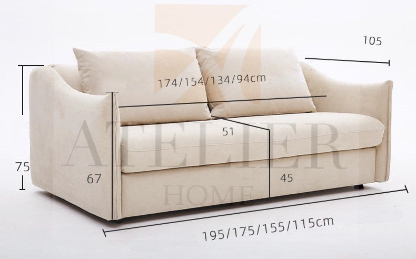Home Atelier Acacia Foldable Sofa Bed with Mattress