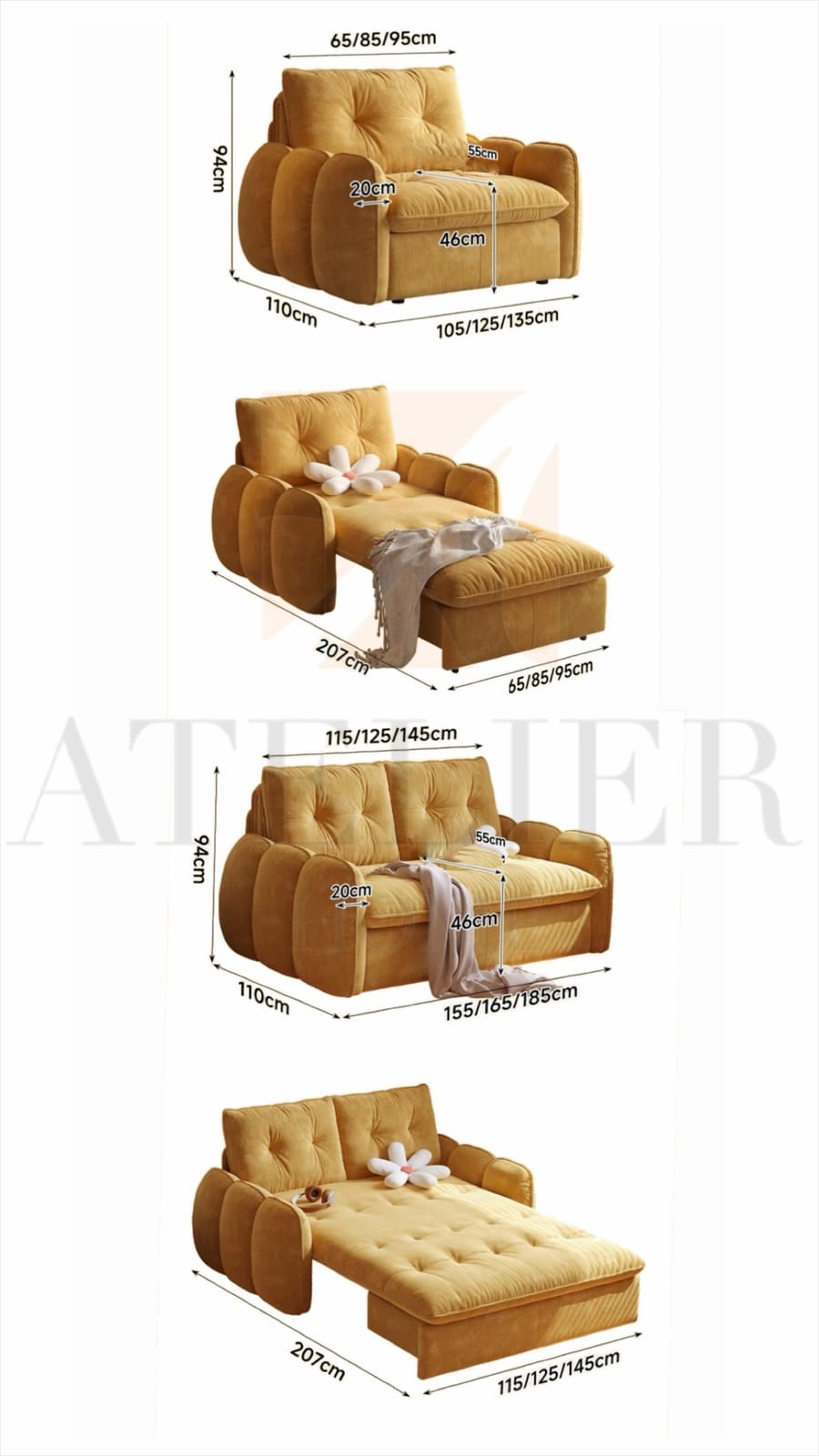 Home Atelier Adam Electric Extendable Sofa Bed (Copy)