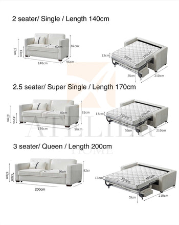 Home Atelier Allison Performance Boucle Foldable Sofa Bed with Mattress