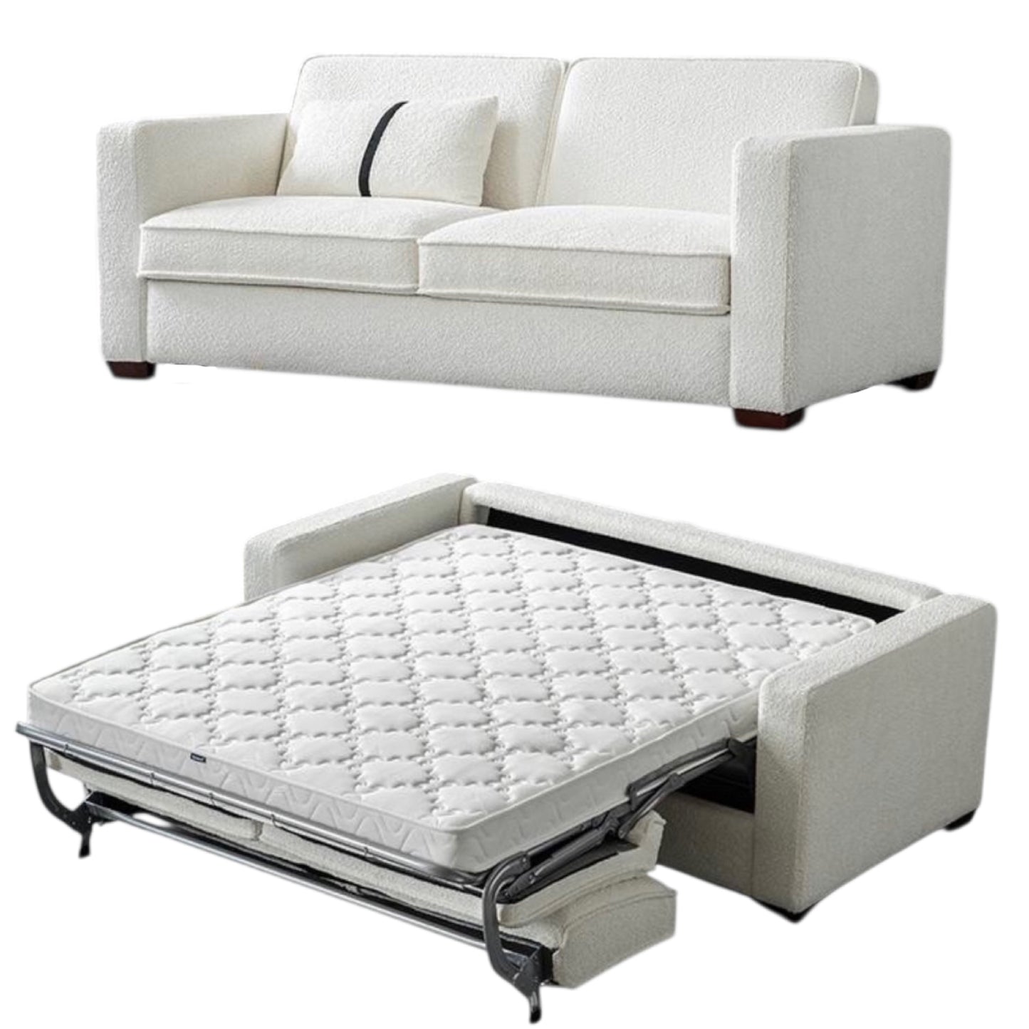 Home Atelier Allison Performance Boucle Foldable Sofa Bed with Mattress