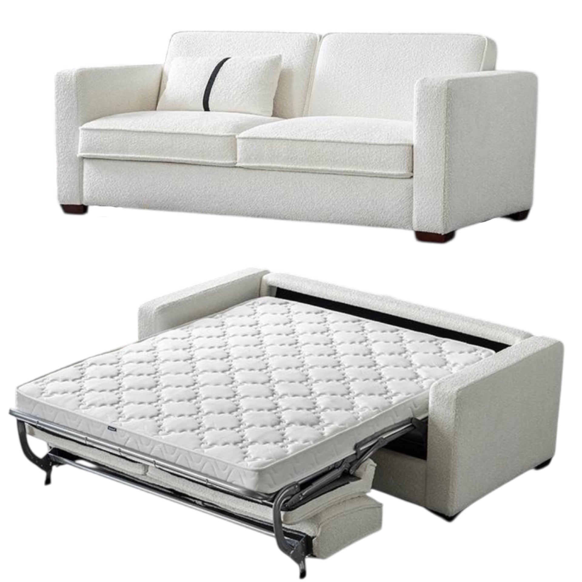 Home Atelier Allison Performance Boucle Foldable Sofa Bed with Mattress