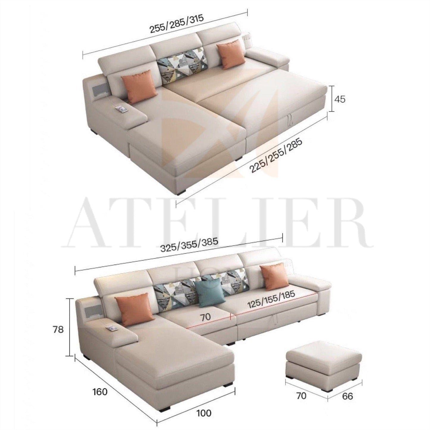 Home Atelier Allson Sectional Sofa Bed