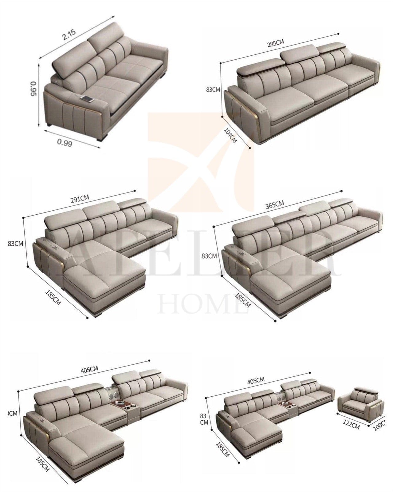Home Atelier Alonso Leather Sectional Sofa