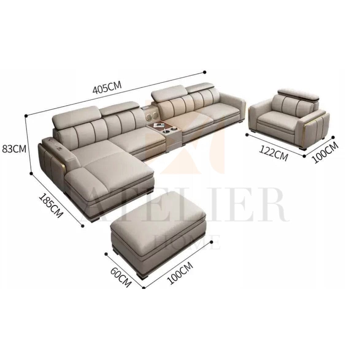 Home Atelier Alonso Leather Sectional Sofa