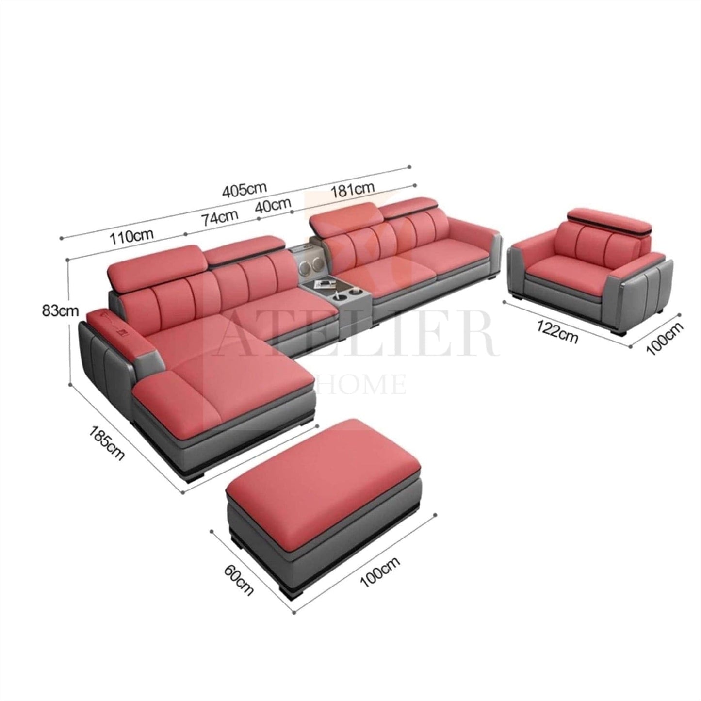 Home Atelier Alonso Leather Sectional Sofa
