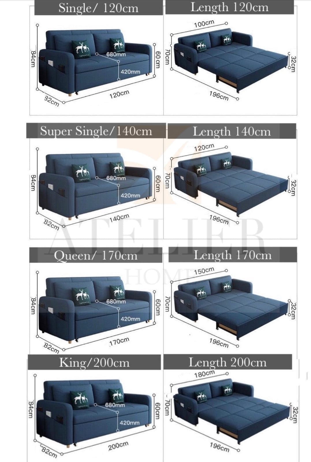 Home Atelier Alps Extendable Storage Sofa Bed