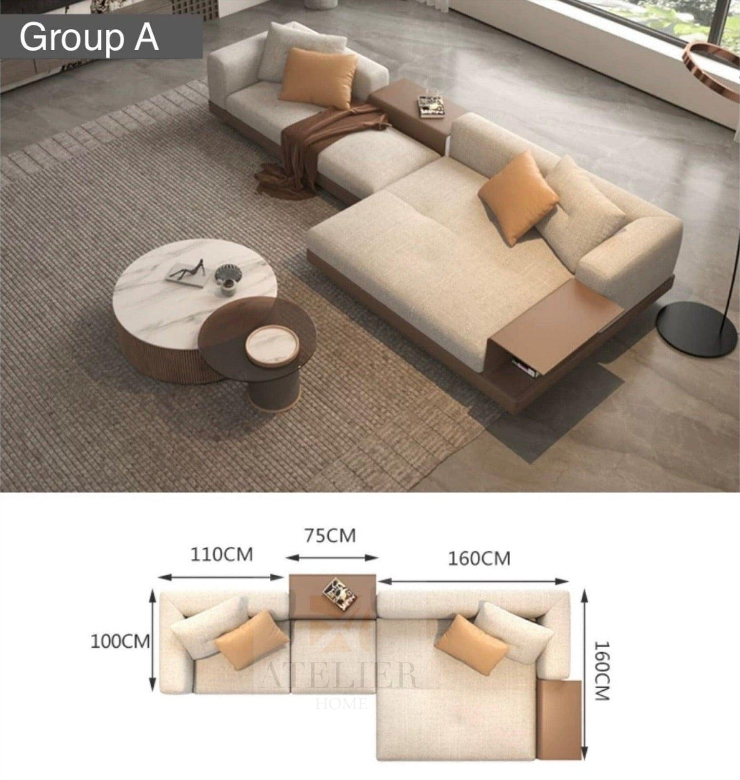 Home Atelier Alyssa Designer Sectional Sofa