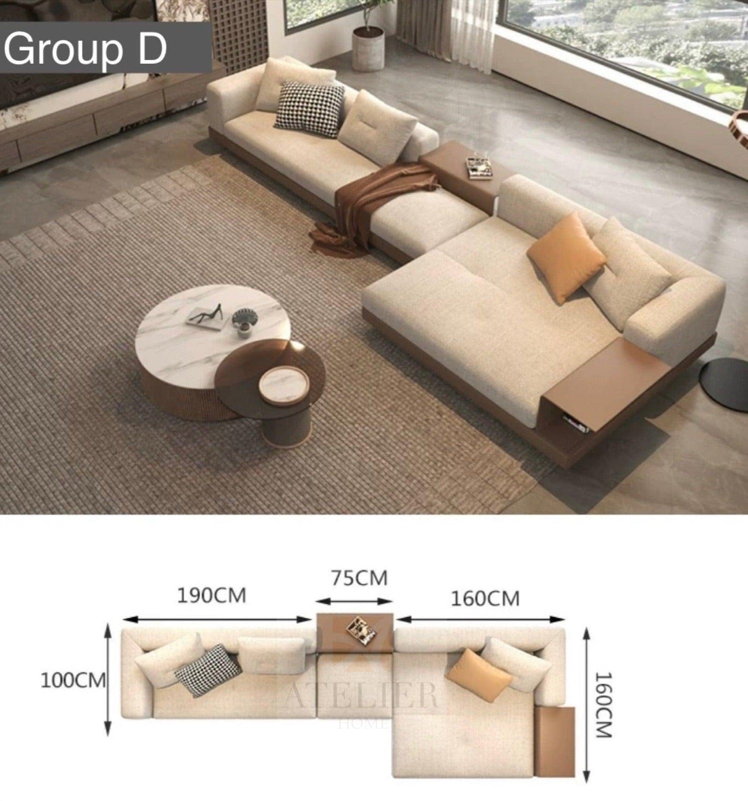 Home Atelier Alyssa Designer Sectional Sofa