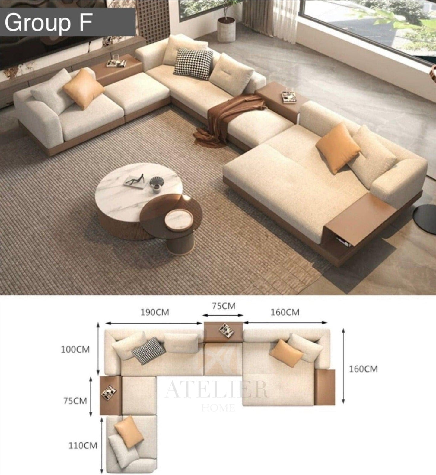 Home Atelier Alyssa Designer Sectional Sofa
