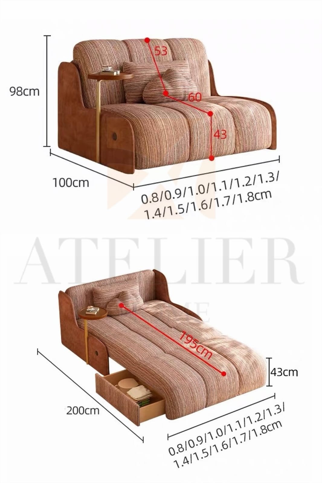Home Atelier Amber Scratch Resistant Electric Extendable Sofa Bed (Copy 5)
